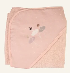 Badhandduk med huva rosa - 75x75 cm
