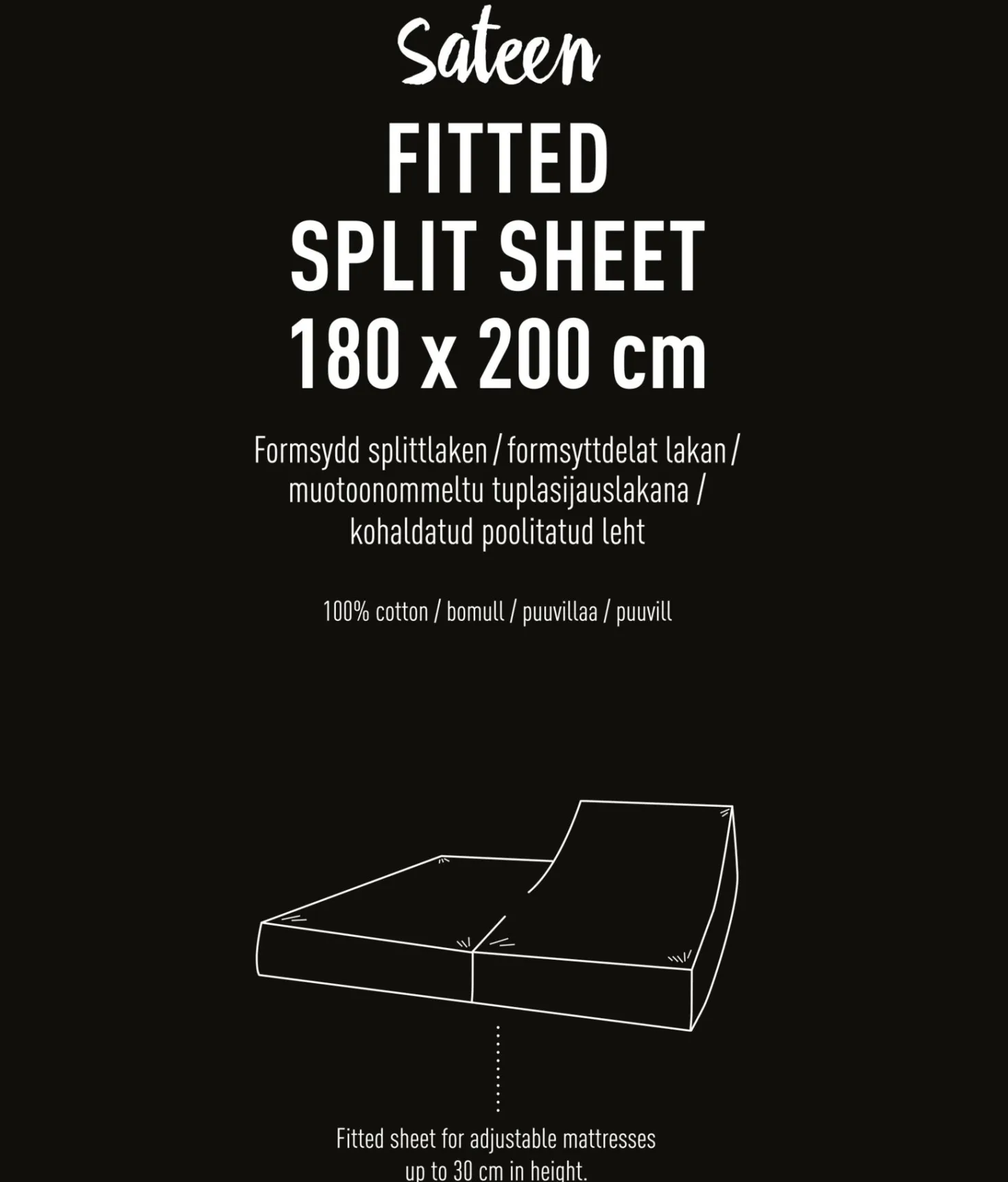 Delat lakan vit - 180x200 cm