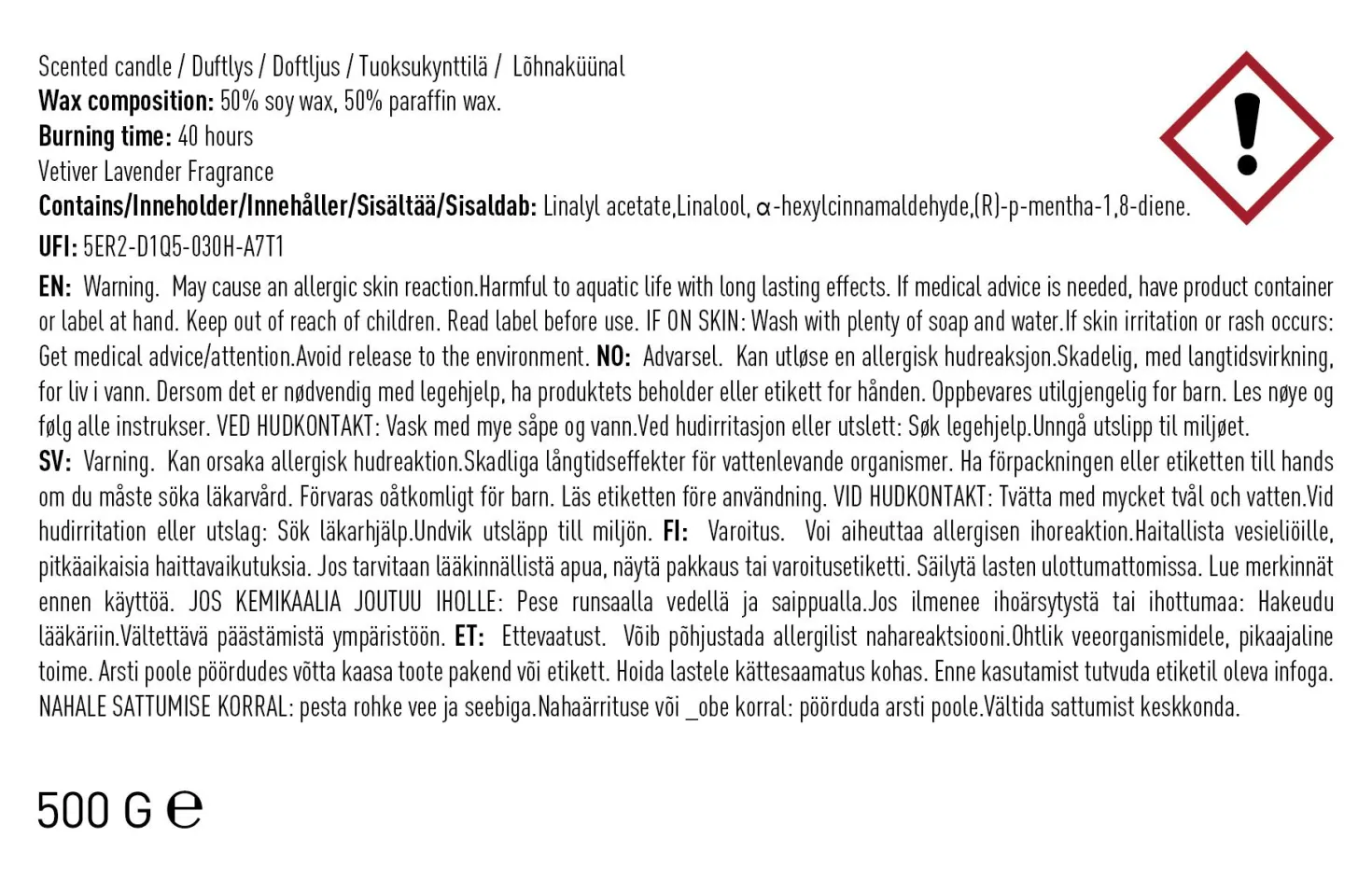 Doftljus gråblå - 500 g
