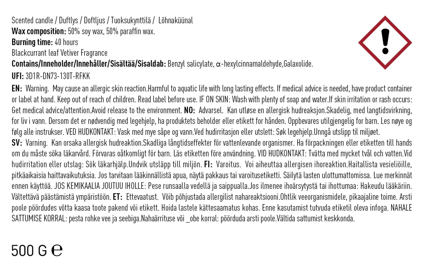 Doftljus ljusblå - 500 g