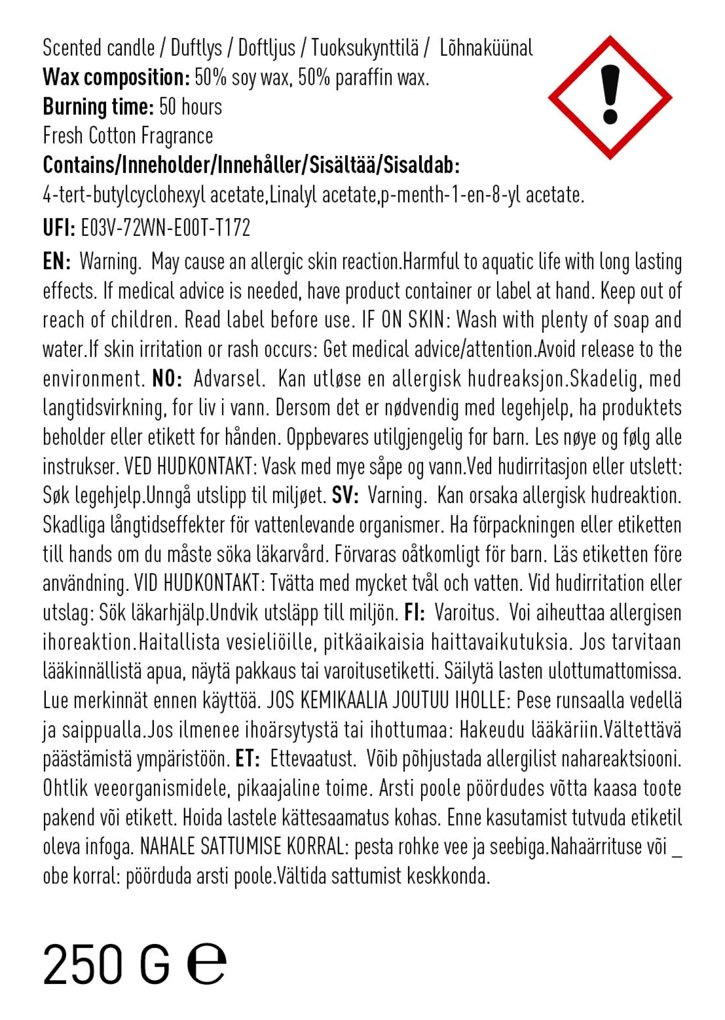 Doftljus rosa - 250 g