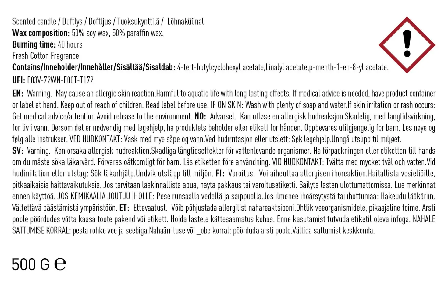 Doftljus rosa - 500 g