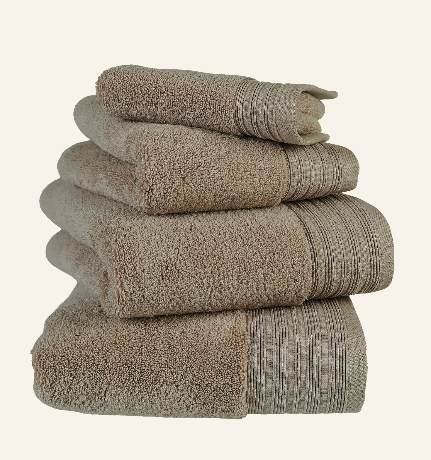 Handduk taupe - 90x150 cm