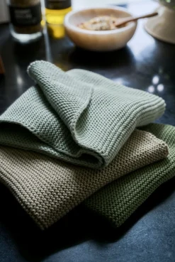 Handduk, 3-pack grön - 26x26 cm