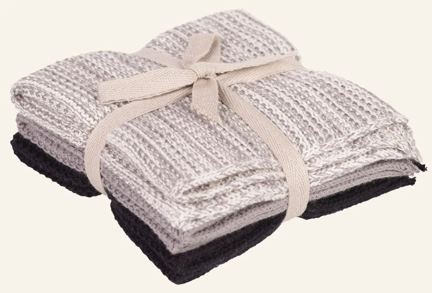 Handduk, 3-pack svart - 26x26 cm