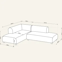 Hörnsoffa beige - 252x191,5x75 cm