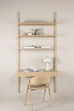 Hyllsystem skrivbordsskiva med låda natur - 100x60x2 cm