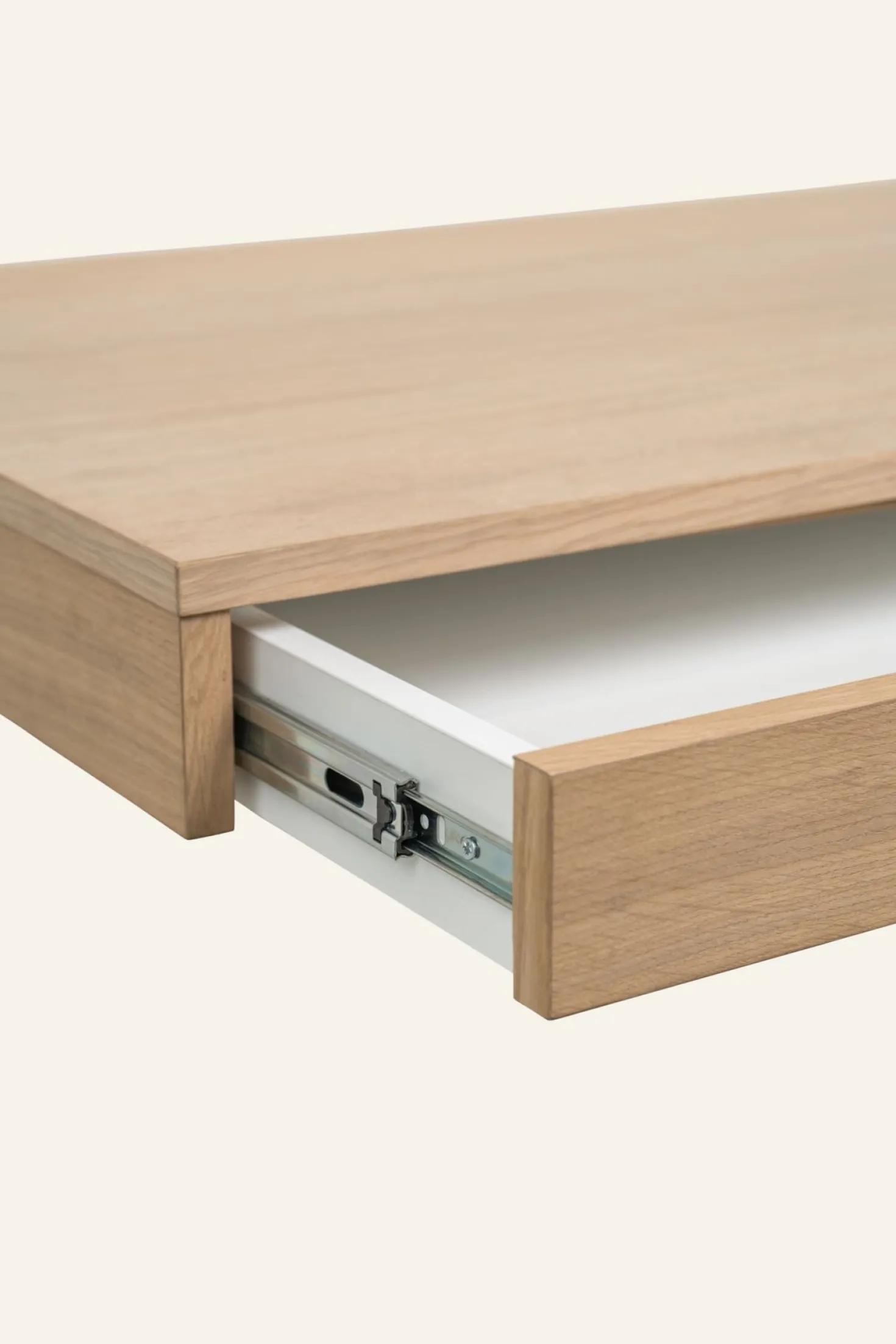 Hyllsystem skrivbordsskiva med låda natur - 100x60x2 cm