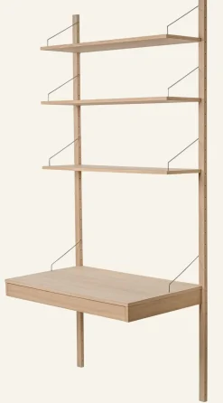 Hyllsystem skrivbordsskiva med låda natur - 100x60x2 cm