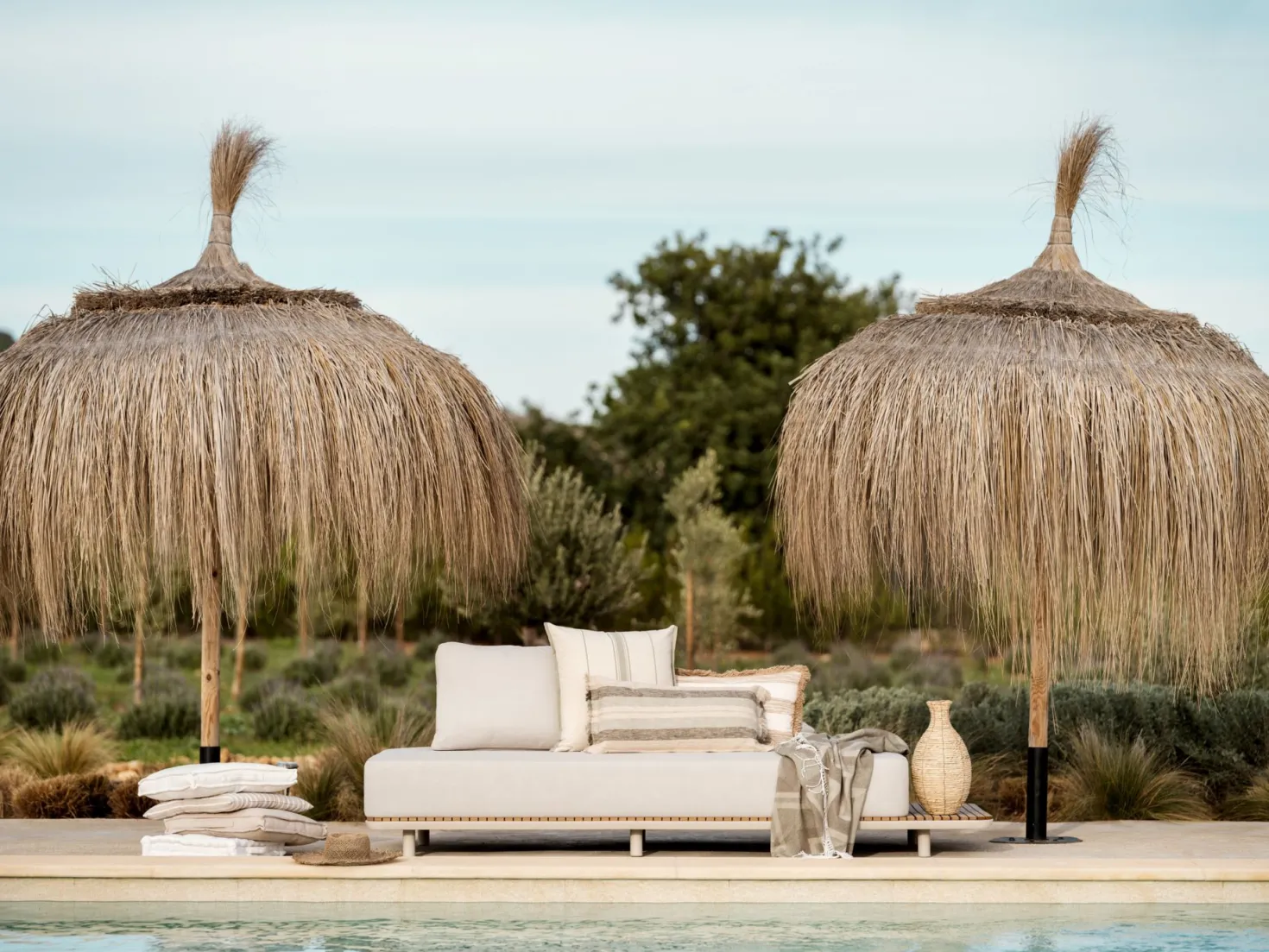 Loungesoffa offwhite - 96,5x253x31,5 cm