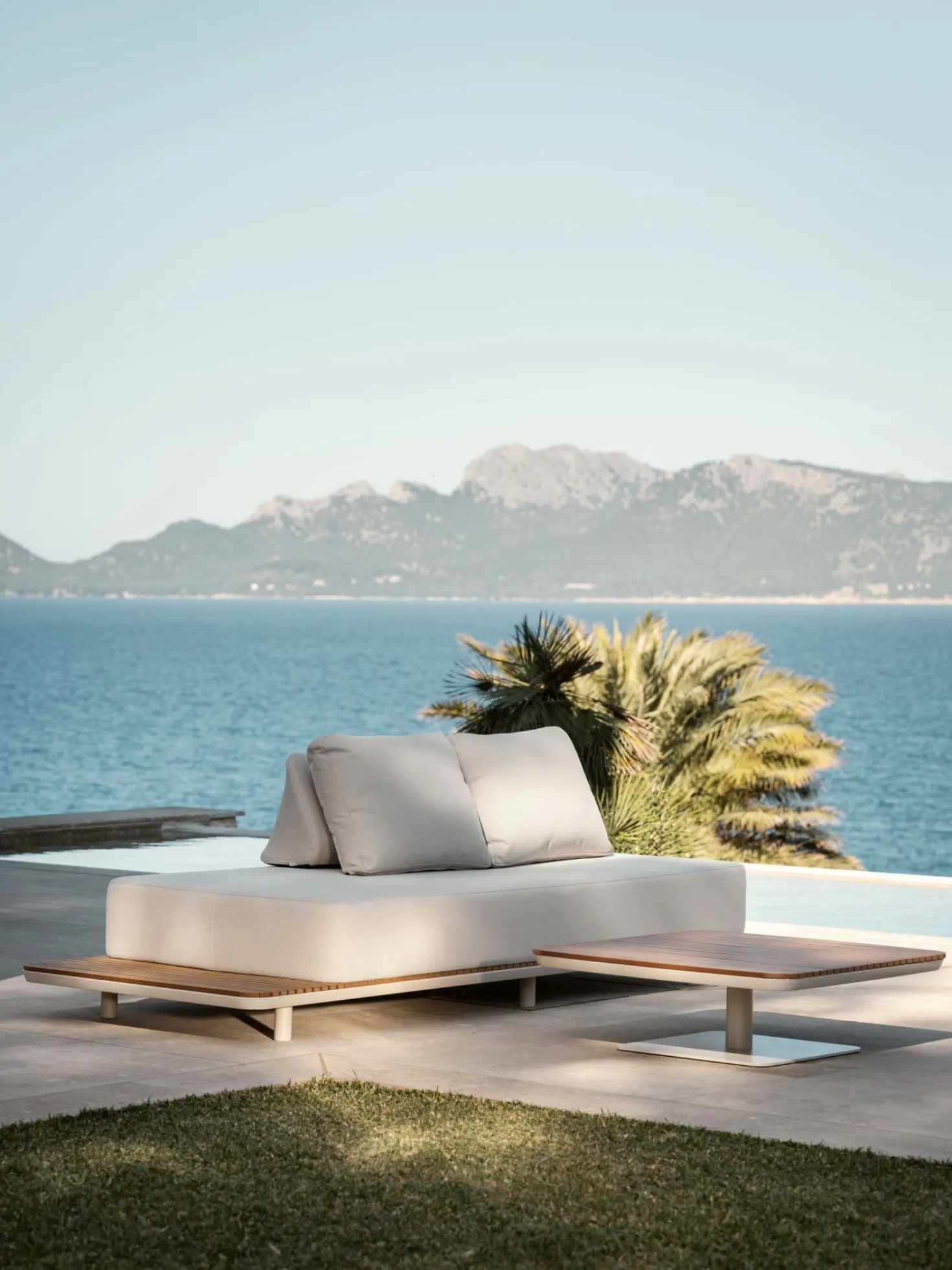 Loungesoffa offwhite - 96,5x253x31,5 cm