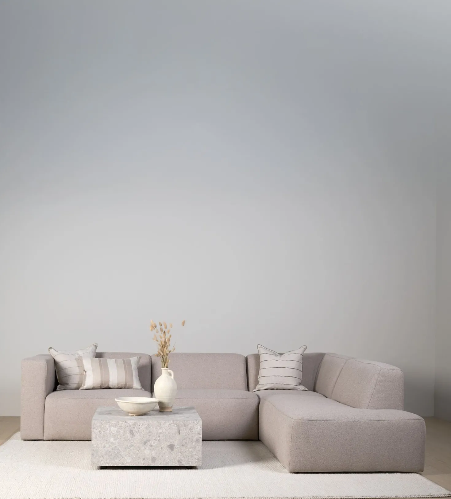 Modul öppen ände höger beige - 134x93x73 cm