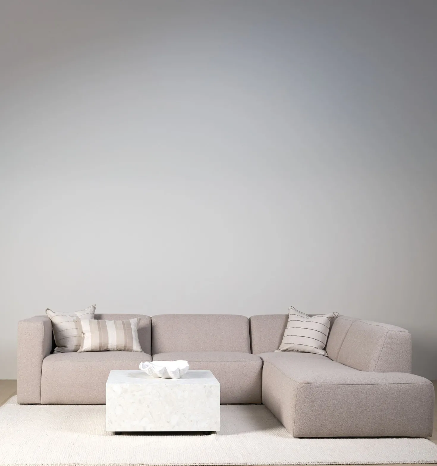 Modul öppen ände höger beige - 134x93x73 cm