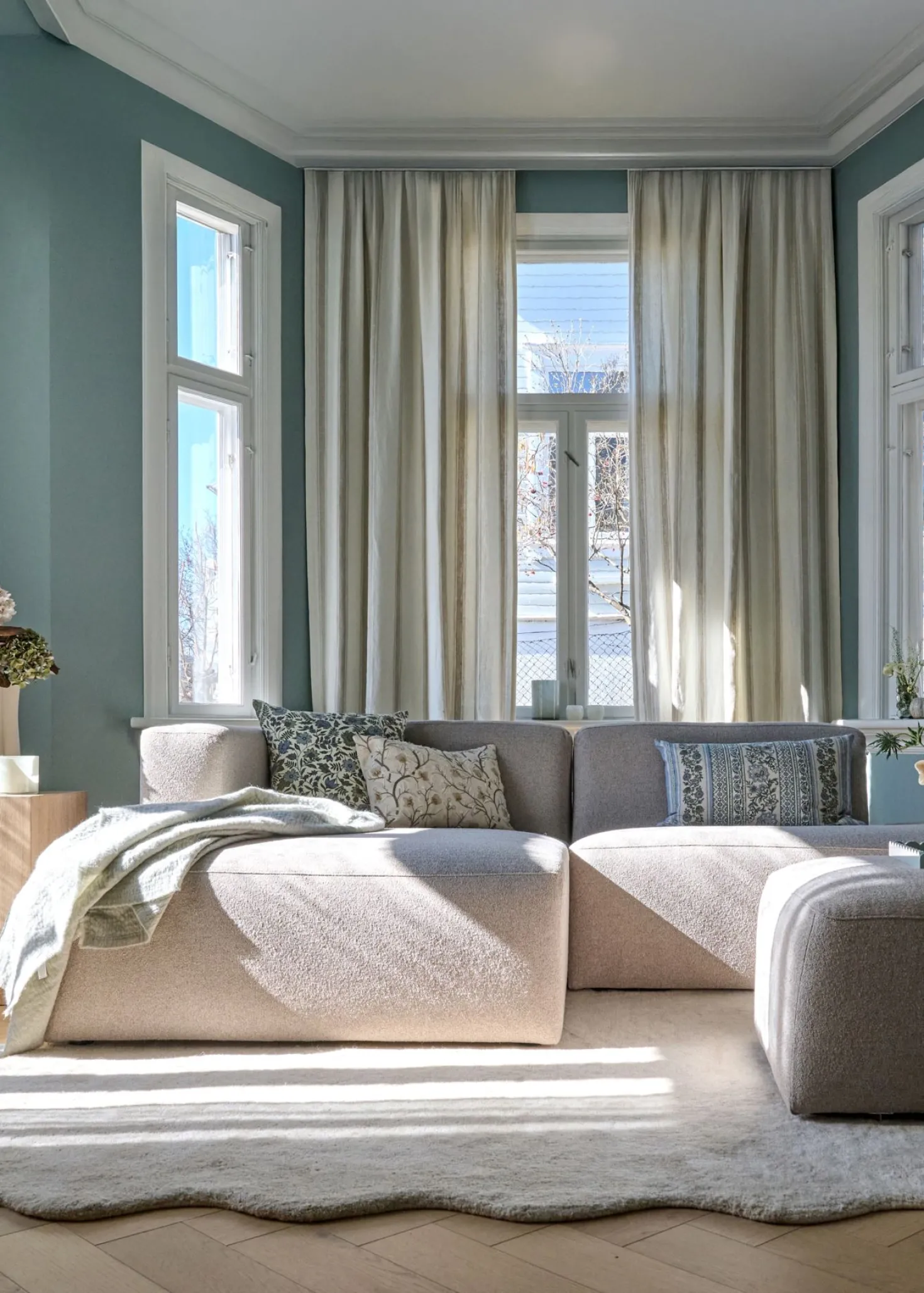 Modul öppen ände höger beige - 134x93x73 cm