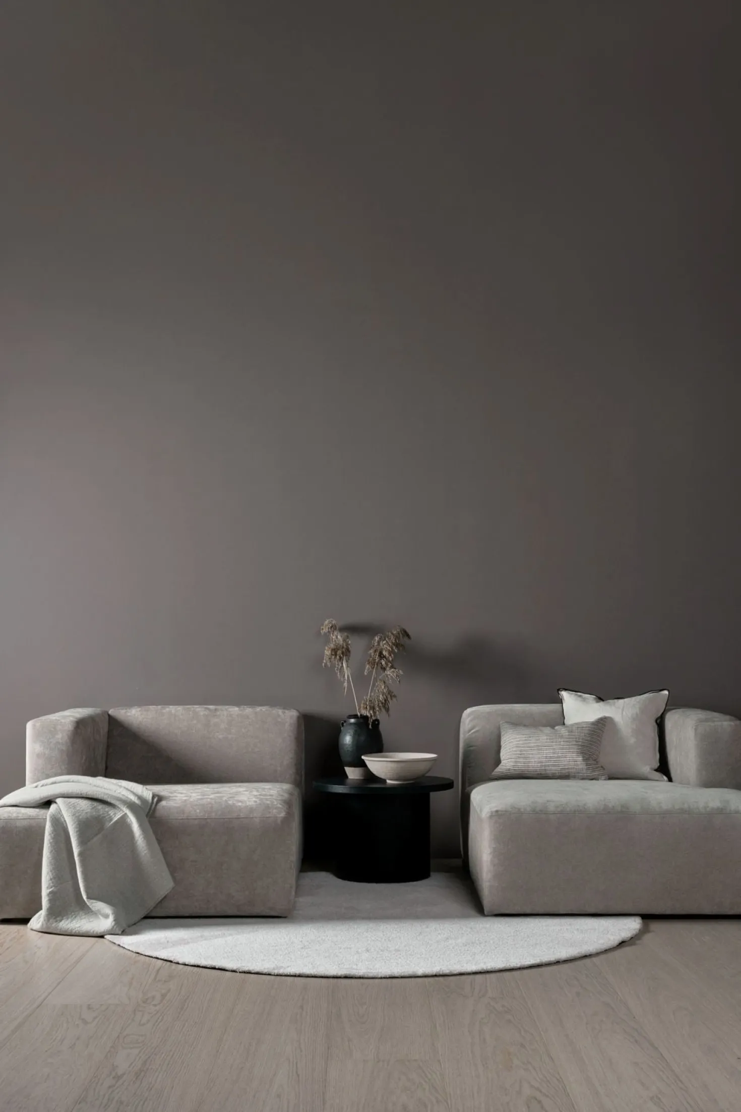 Modul schäslong vänster grå - 114x154x73 cm