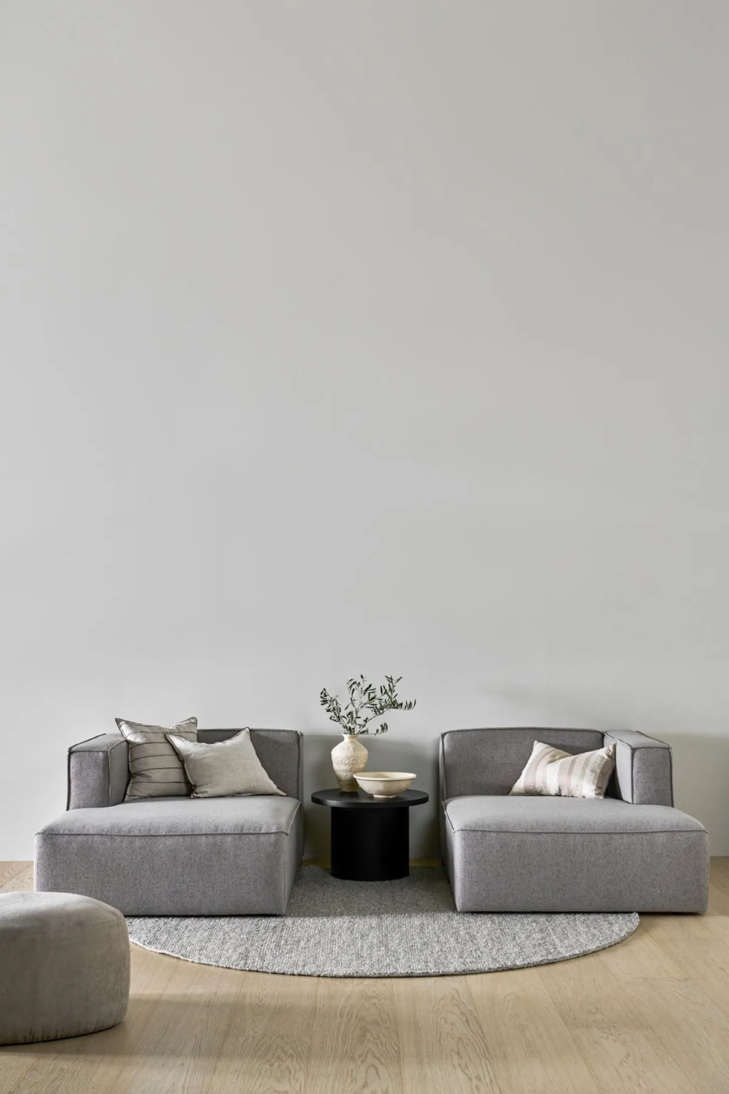Modul schäslong vänster grå - 154x114x73 cm