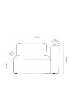 Modul 1,5-sits armstöd höger natur - 110x93x73 cm