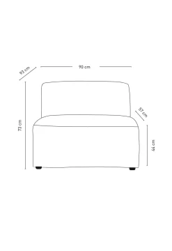 Modul 1,5-sits utan armstöd natur - 90x93x73 cm