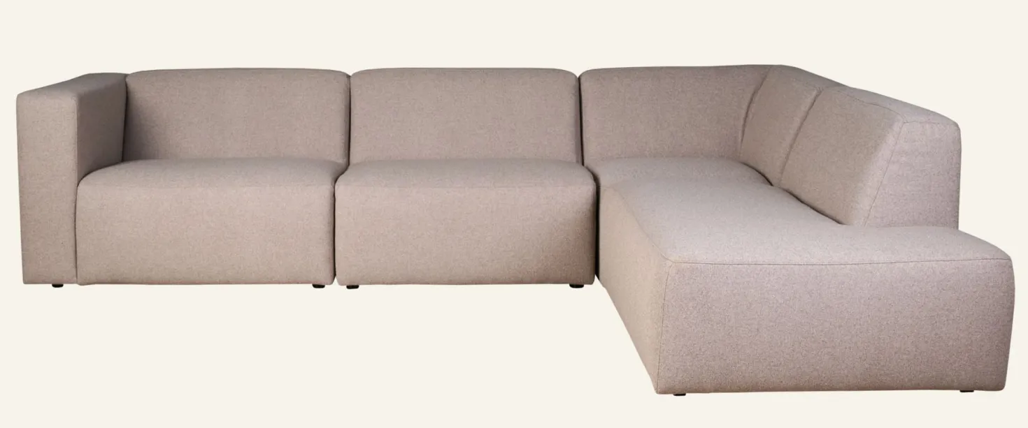 Modulsoffa 4 delar öppen ände höger beige - 293x227x73 cm