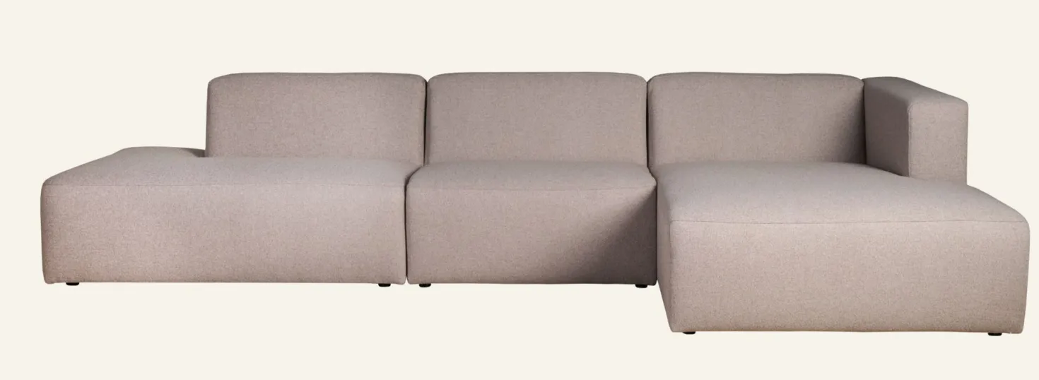 Modulsoffa 3 delar öppen ände vänster beige - 153x338x73 cm