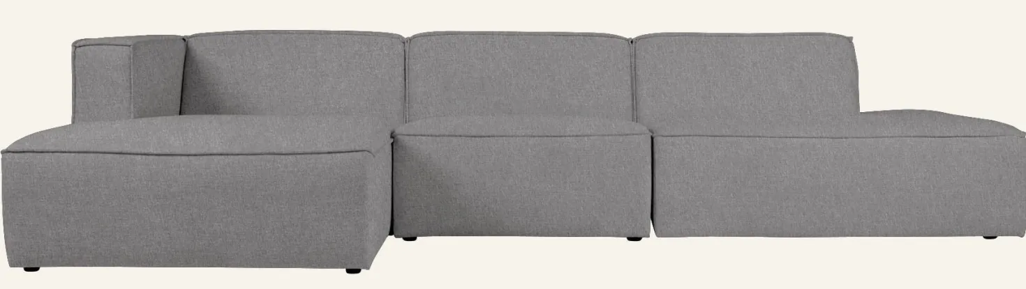 Modulsoffa 3 delar öppen ände höger grå - 338x153x73 cm