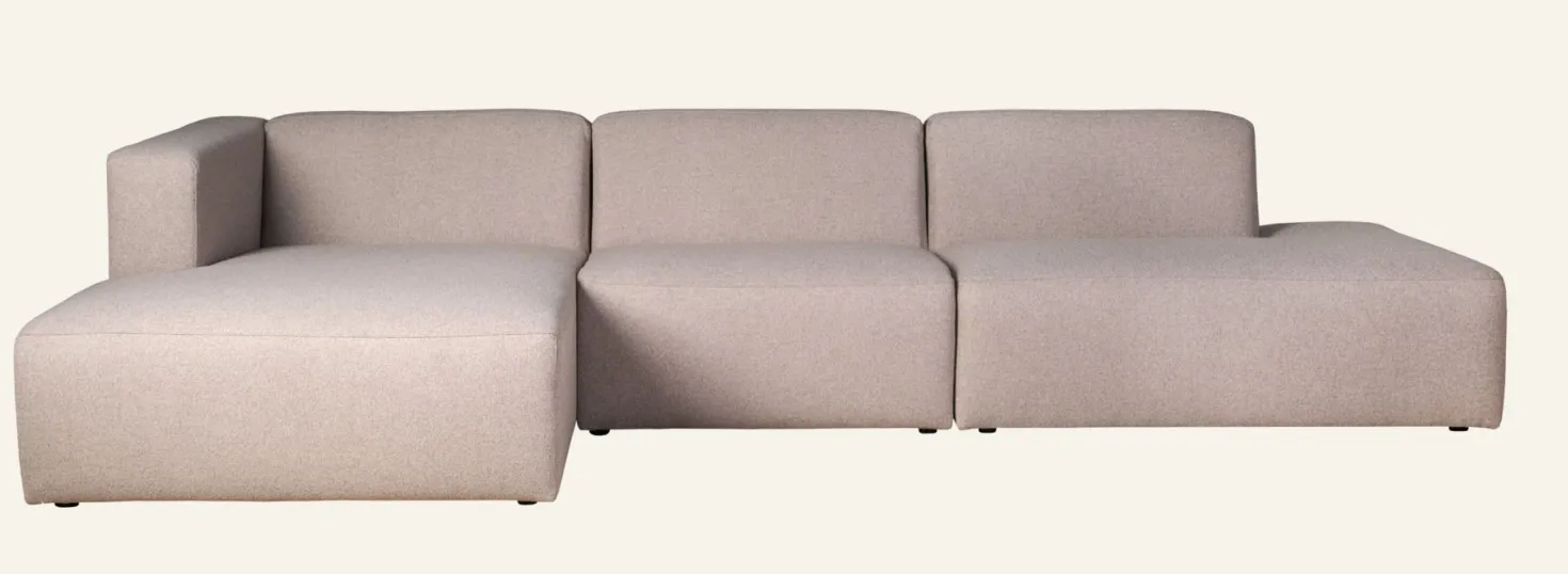 Modulsoffa 3 delar öppen ände höger beige - 338x153x73 cm