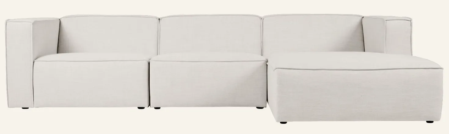 Modulsoffa 3 delar schäslong höger natur - 314x154x73 cm