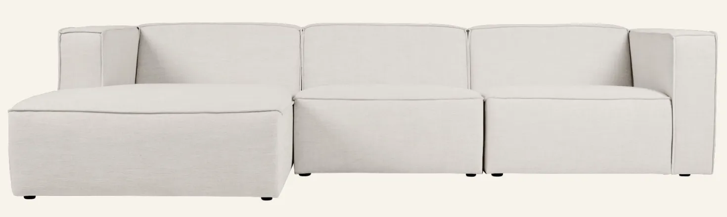 Modulsoffa 3 delar schäslong vänster natur - 314x154x73 cm