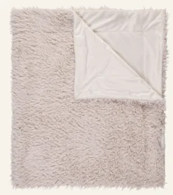 Pläd i pälsimitation offwhite - 120x160 cm
