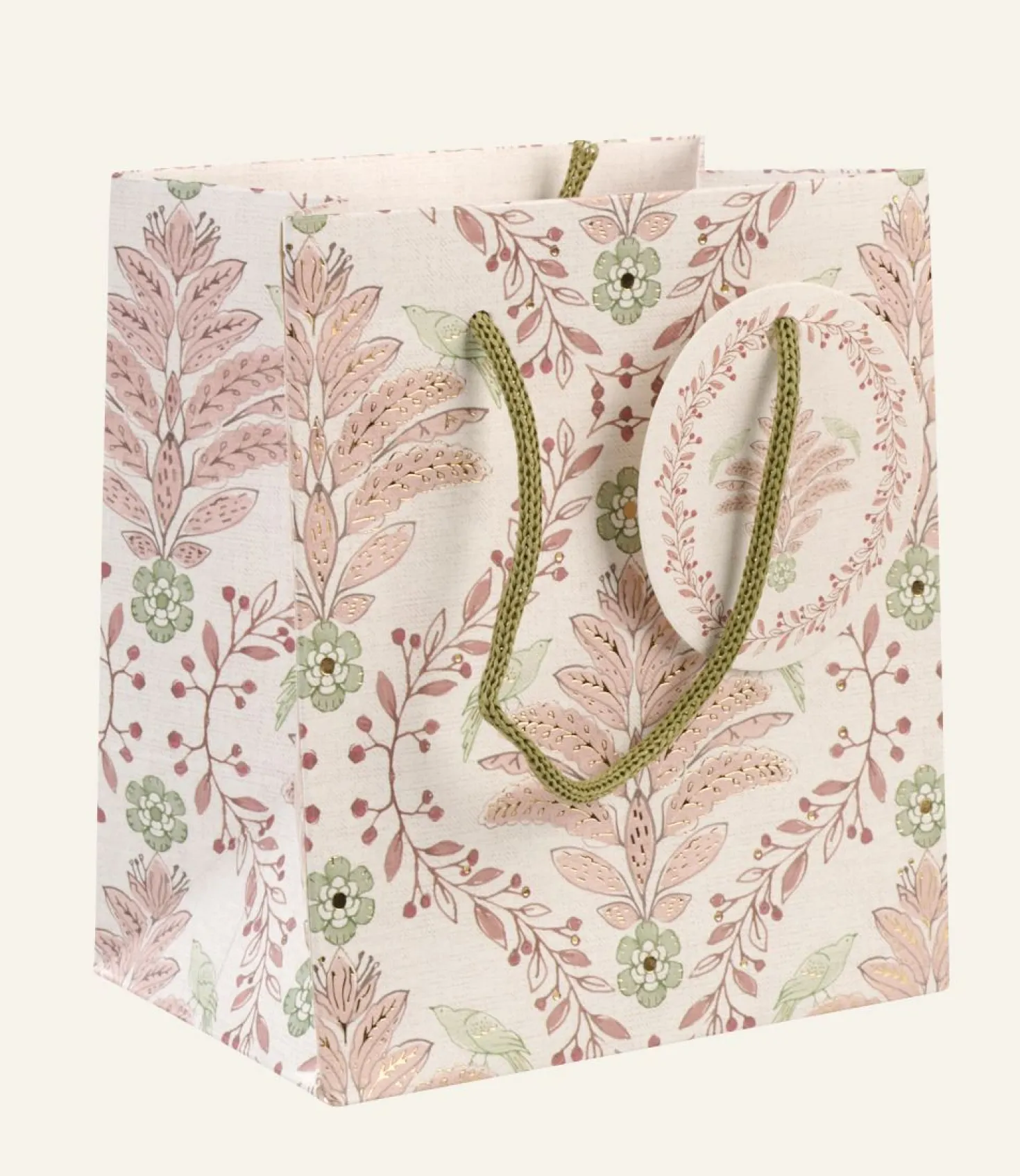 Presentpåse multi/rosa - 13x15x9 cm