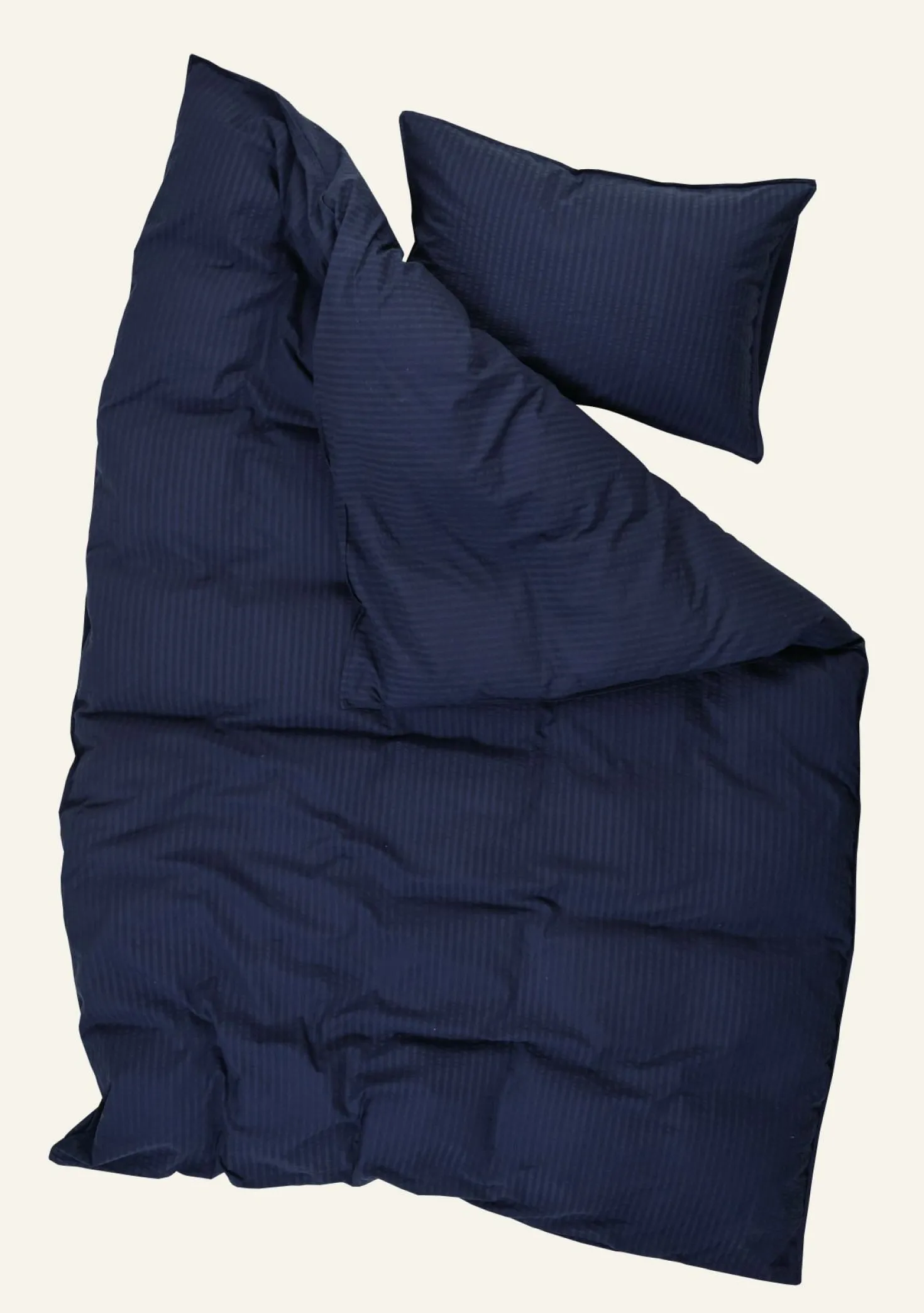 Påslakanset i bäckebölja mörkblå - 150x210 cm