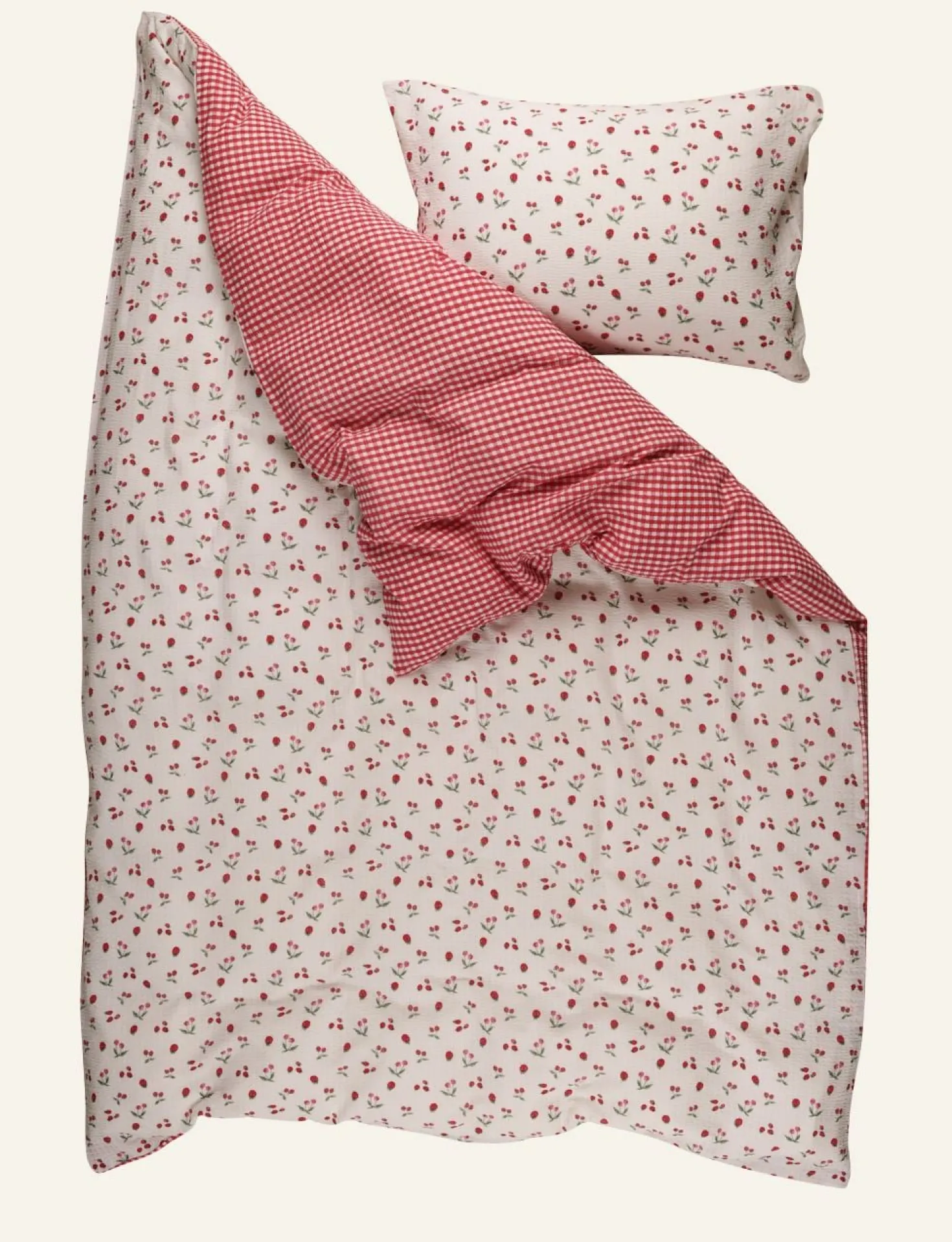 Påslakanset i bäckebölja röd - 150x210 cm