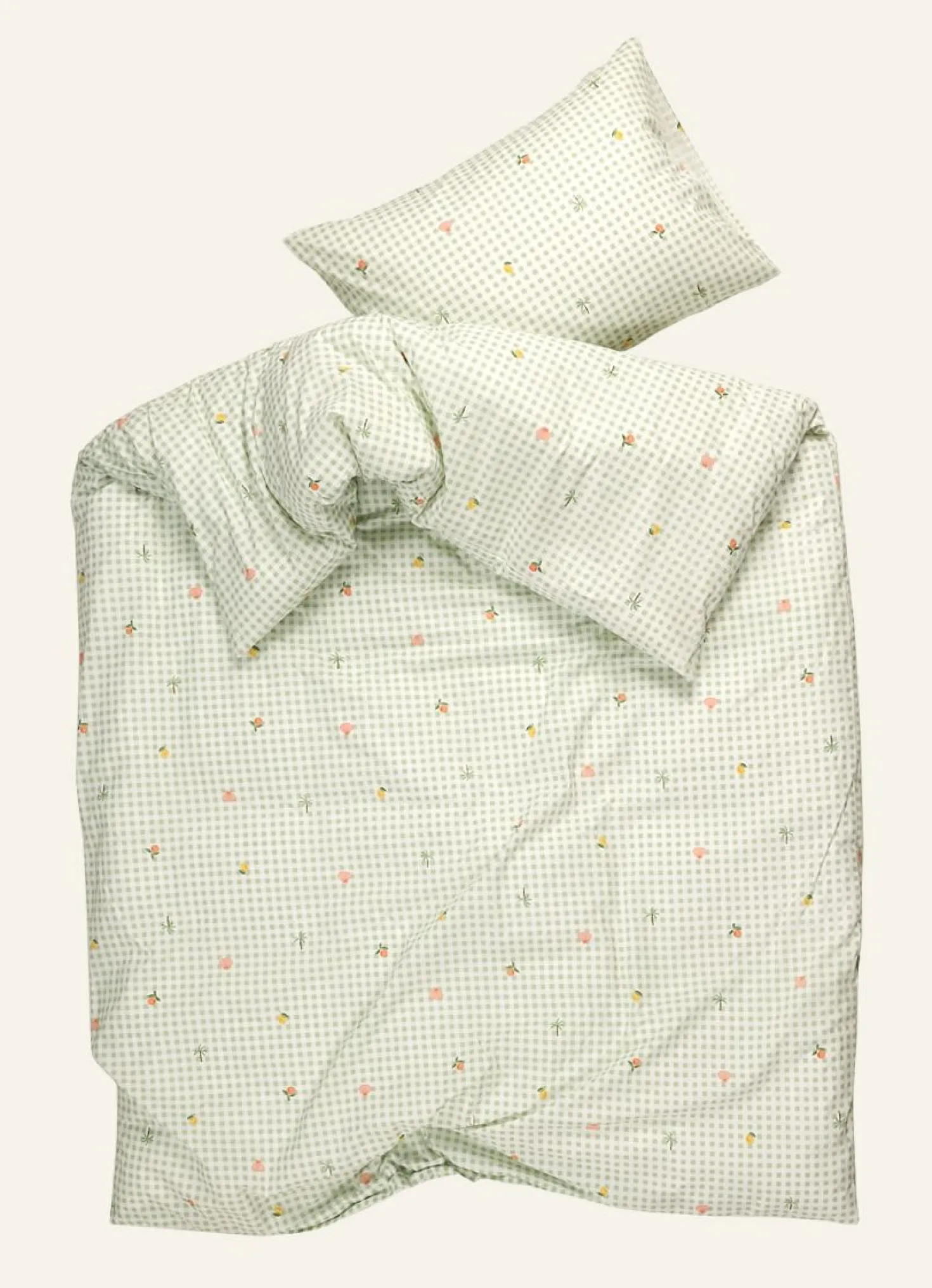 Påslakanset i bomull grön - 150x210 cm
