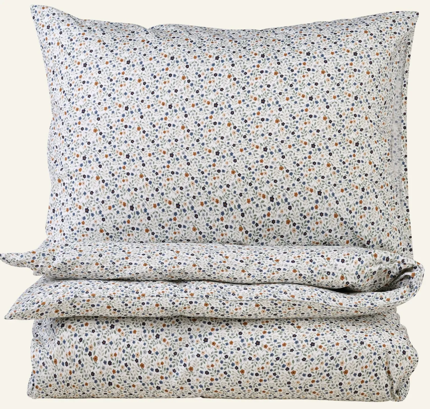 Påslakanset i bomull multi/blå - 150x210 cm