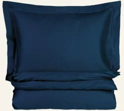 Påslakanset i egyptisk bomull satin dimblå - 150x210 cm/50x60 cm