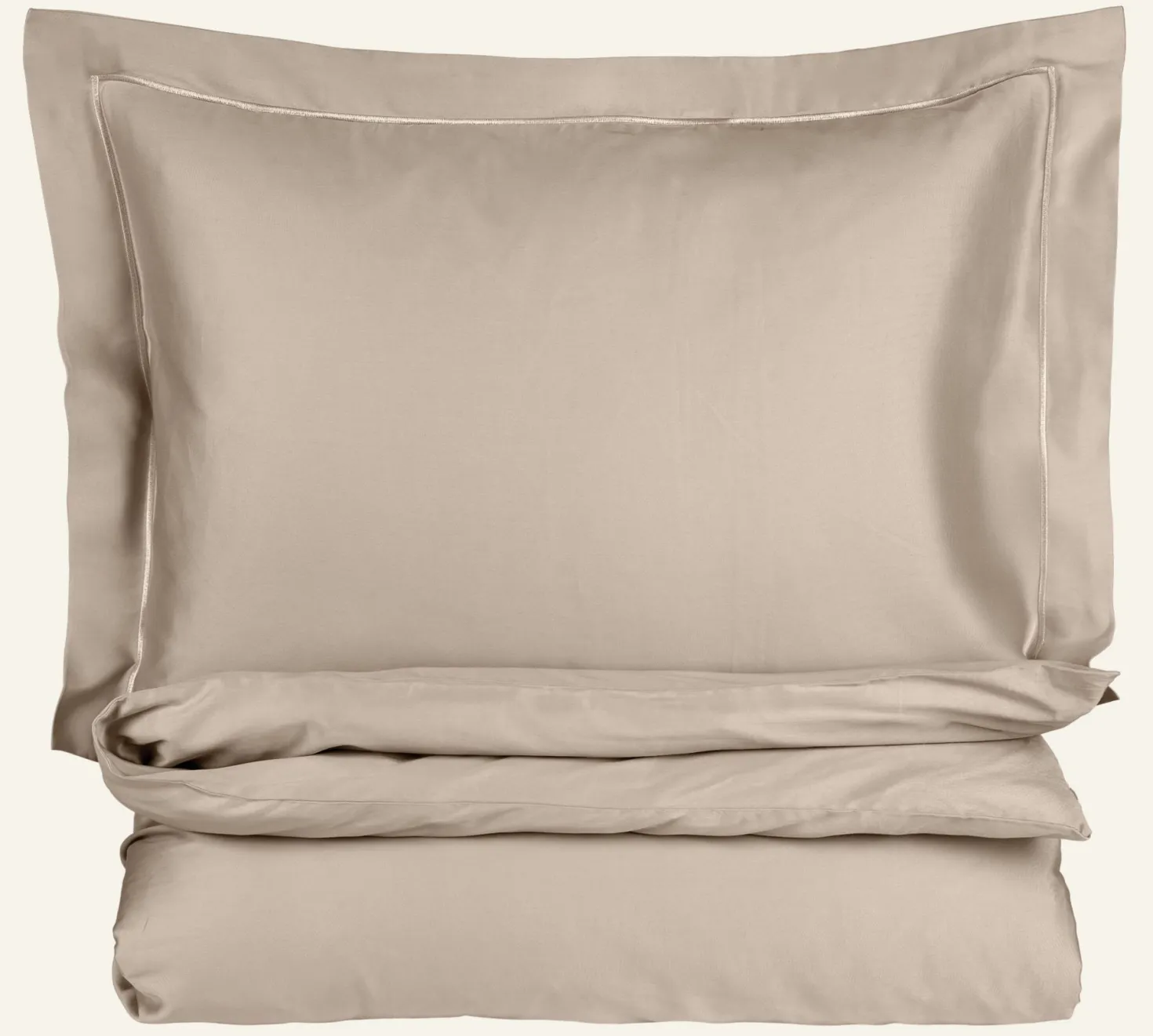 Påslakanset i egyptisk bomull satin sand - 150x210 cm/50x60 cm