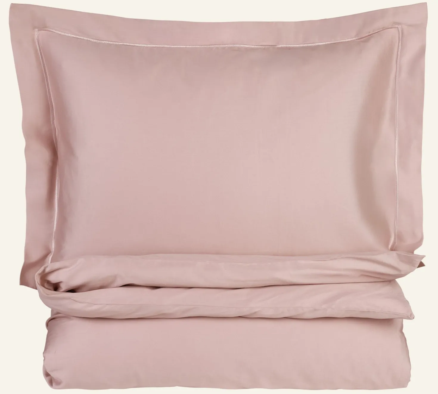 Påslakanset i egyptisk bomull satin puderrosa - 150x210 cm/50x60 cm