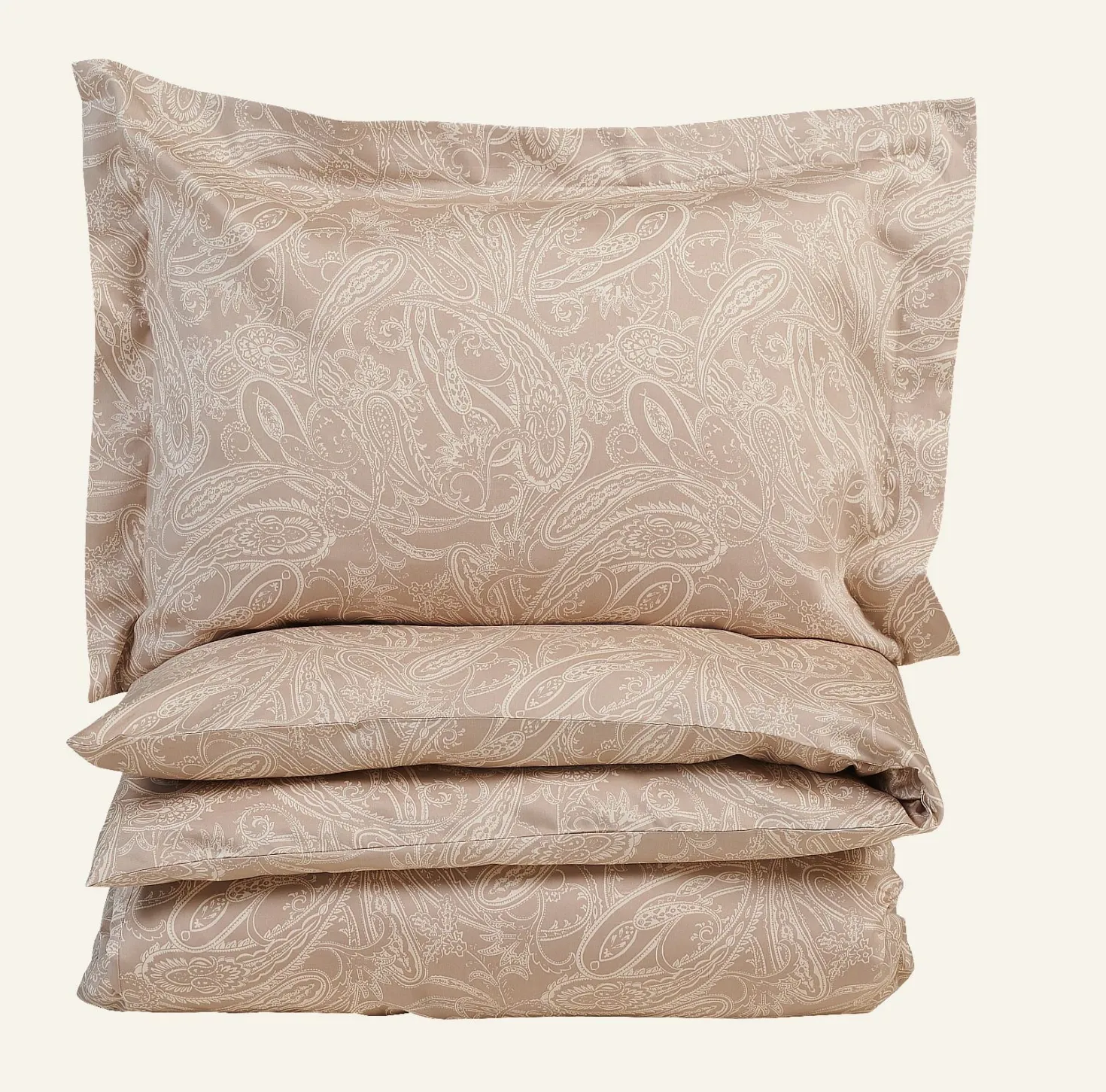 Påslakanset i egyptisk bomull satin sand - 150x210 cm