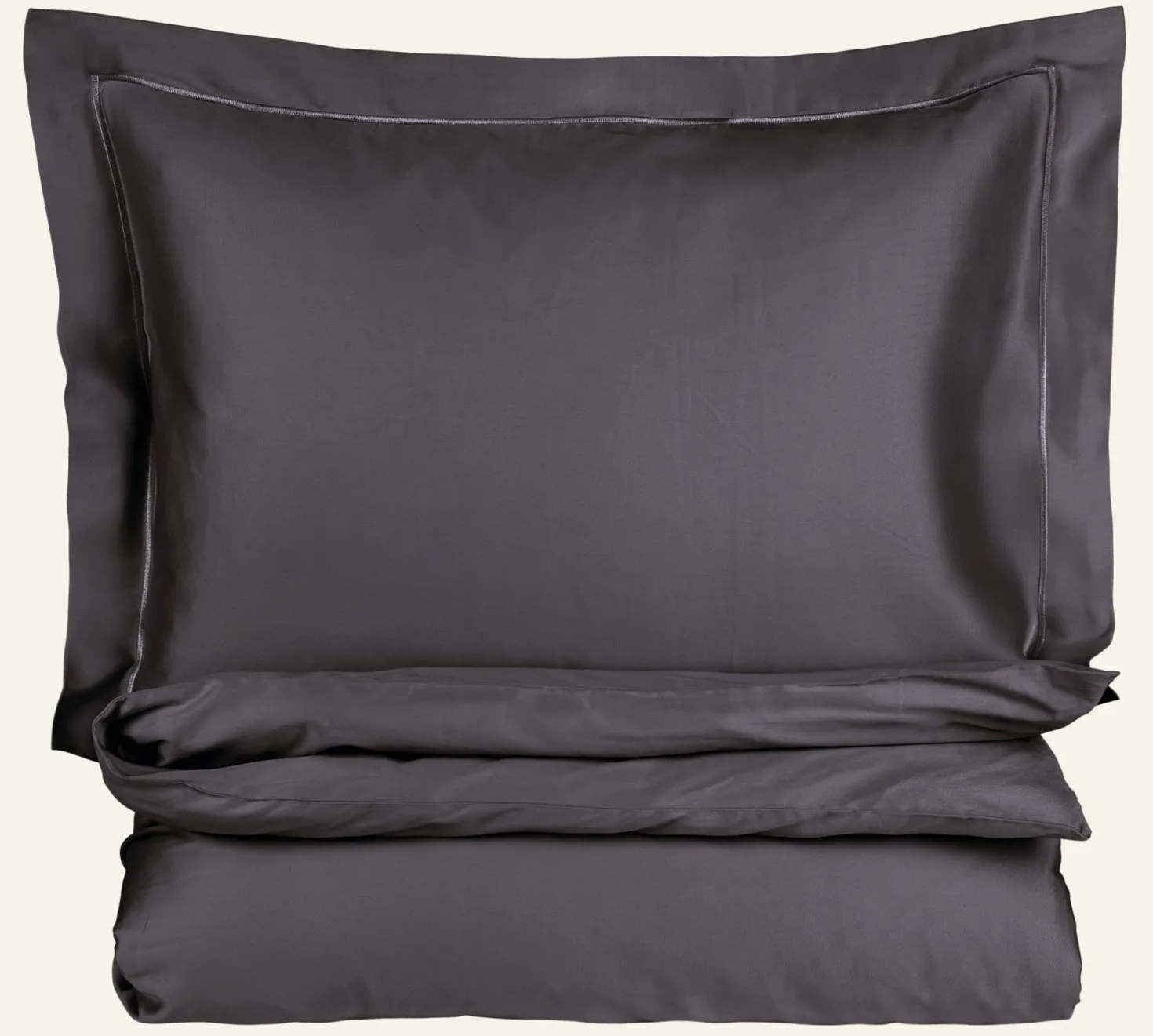 Påslakanset i egyptisk bomull satin grå - 150x210 cm/50x60 cm