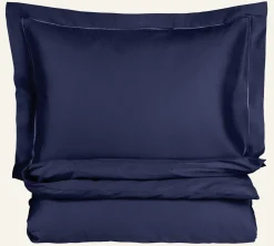 Påslakanset i egyptisk bomull satin blå - 150x210 cm/50x60 cm