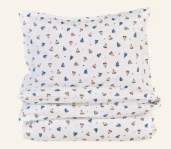 Påslakanset i flanell multi/blå - 150x210+50x60 cm