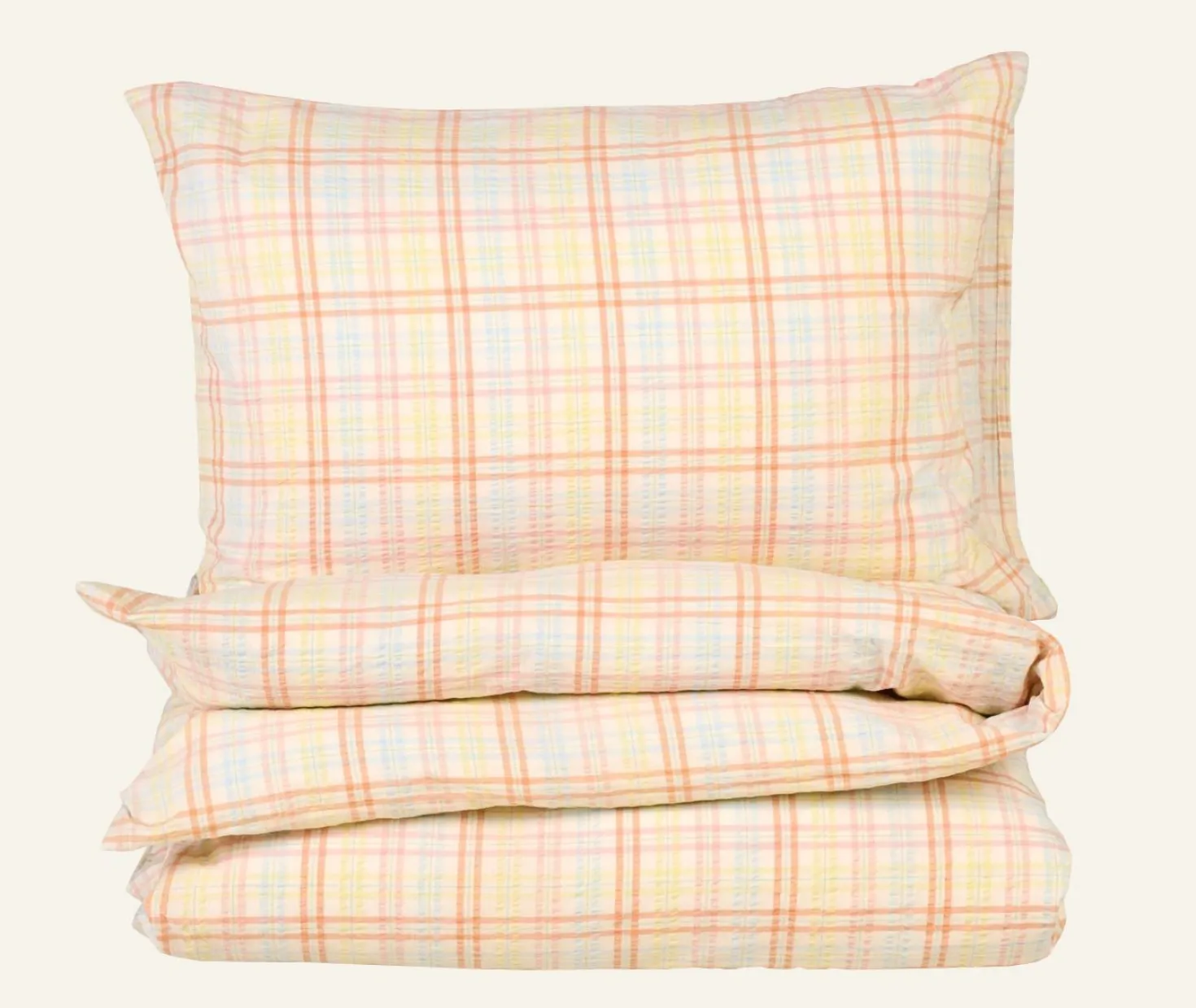 Påslakanset i garnfärgad bäckebölja multi - 150x210 cm/50x60 cm