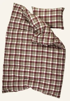 Påslakanset i garnfärgad flanell multi - 150x210 cm