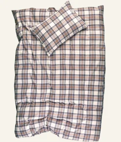 Påslakanset i garnfärgad flanell multi/brun - 150x210+50x60 cm