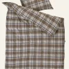 Påslakanset i garnfärgad flanell multi/brun - 150x210 cm