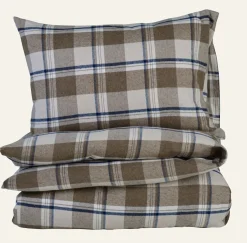 Påslakanset i garnfärgad flanell multi/brun - 150x210 cm