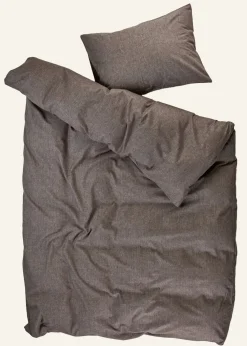 Påslakanset i garnfärgad flanell brun - 150x210 cm