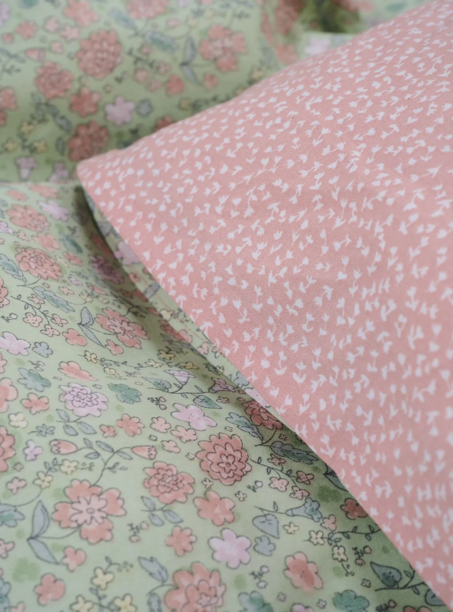 Påslakanset i percale korall - 150x210 cm/50x60 cm