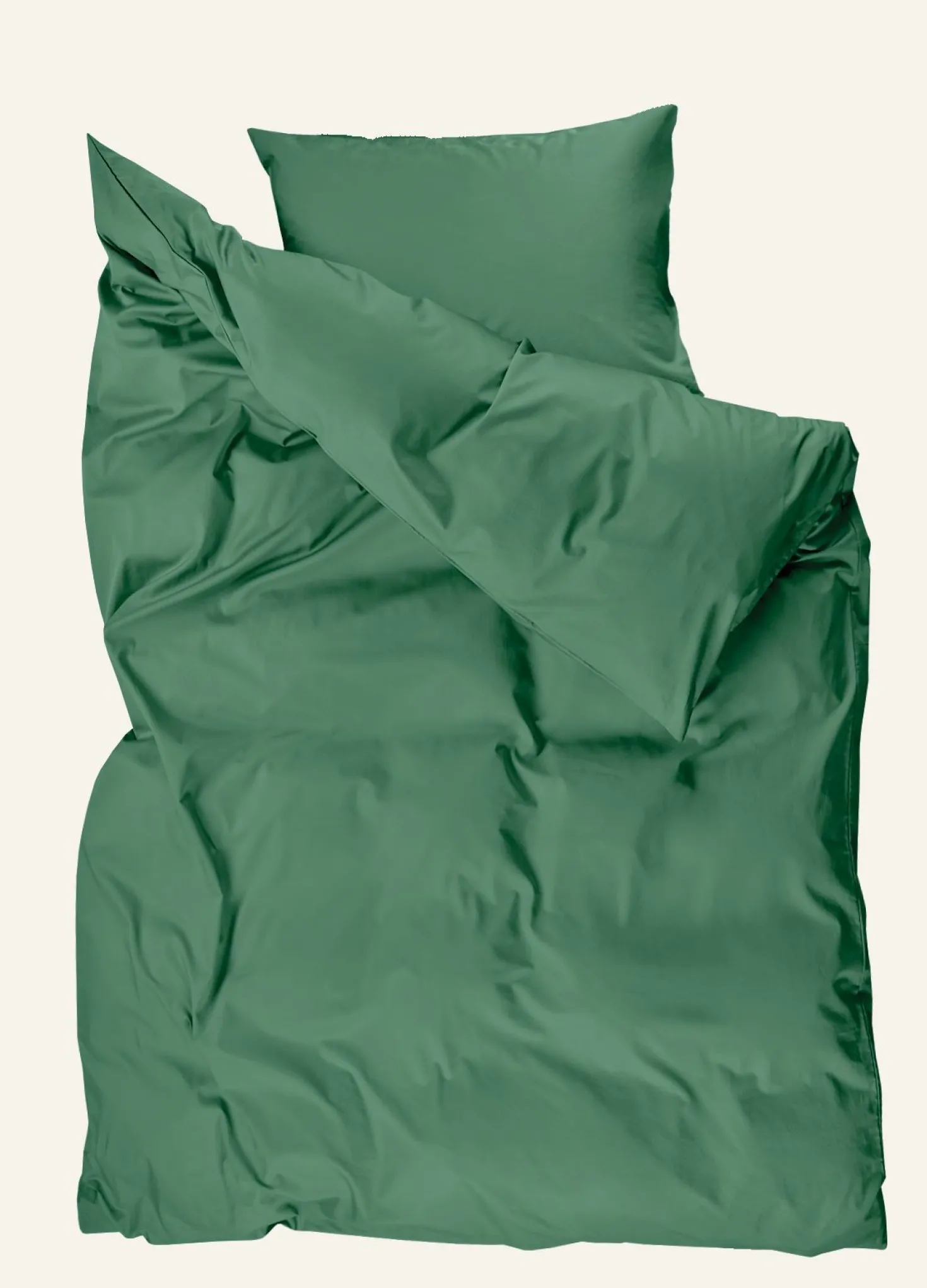 Påslakanset i satin mossgrön - 150x210 cm