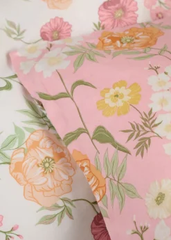 Påslakanset i satin multi/rosa - 150x210 cm